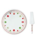 Lot de 2 plats à gâteau en porcelaine Christmas Eve multicolore - 32 x 32 x 0,04 cm