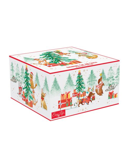 Christmas Gang porseleinen ontbijtkop en schotel veelkleurig - 400ml