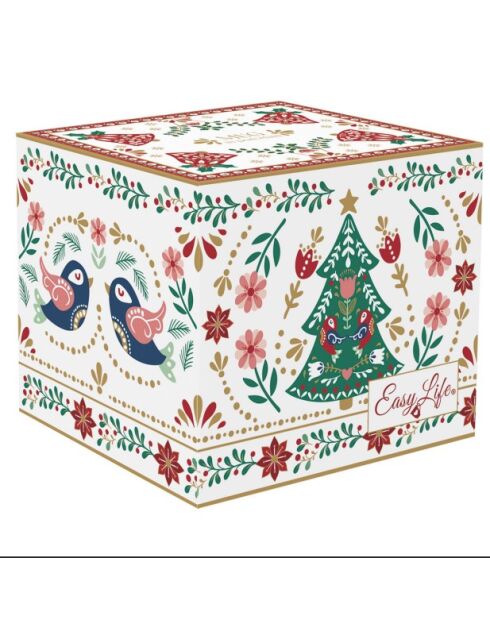 Tazza in porcellana multicolore Christmas Folk con piattino - 300ml