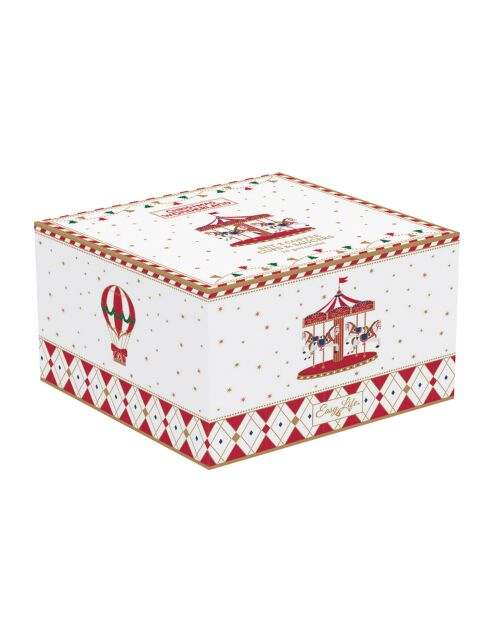Juego de 2 tazas de café de porcelana multicolor con platillo Christmas Wonderland, 13 x 13 x 9 cm