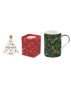 Lot de 3 tasses en porcelaine Fancy Christmas multicolores - 45 x 19 x 12 cm