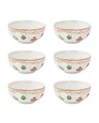 Set mit 6 bunten Porzellanschalen für Heiligabend, 12 x 12 x 5,5 cm