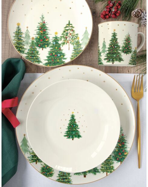 Set van 4 veelkleurige feestelijke porseleinen koffiekopjes en -schotels - 100 ml