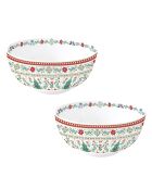 Juego de 2 cuencos de porcelana Christmas Folk multicolores, 23 x 23 x 11 cm