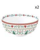 Juego de 2 cuencos de porcelana Christmas Folk multicolores, 23 x 23 x 11 cm