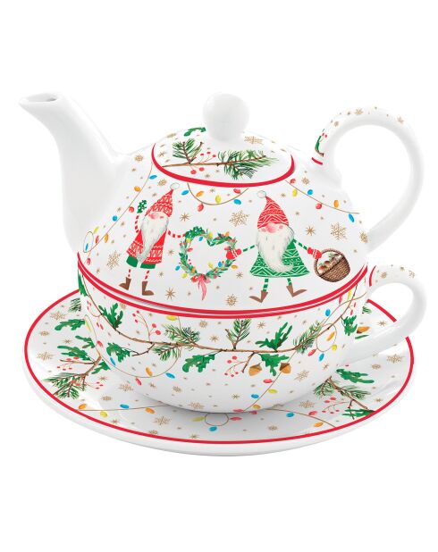 Set de té de porcelana multicolor Ready For Christmas para una persona, 350 ml