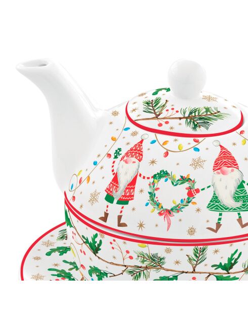 Set de té de porcelana multicolor Ready For Christmas para una persona, 350 ml