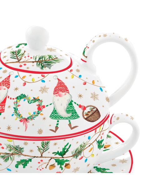 Ready For Christmas Tee-Set aus mehrfarbigem Porzellan für eine Person, 350 ml
