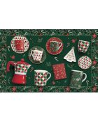 Set aus 2 Porzellantassen mit Untertasse Fancy Christmas multicolor - 240 ml