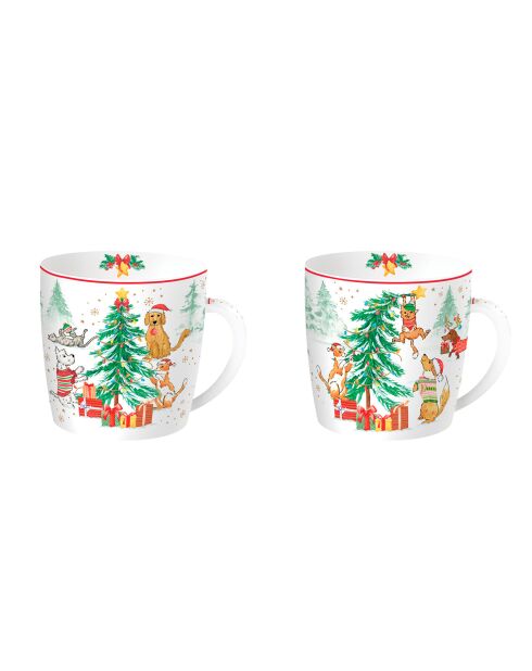 Juego de 2 tazas de porcelana Christmas Gang multicolores, 350 ml