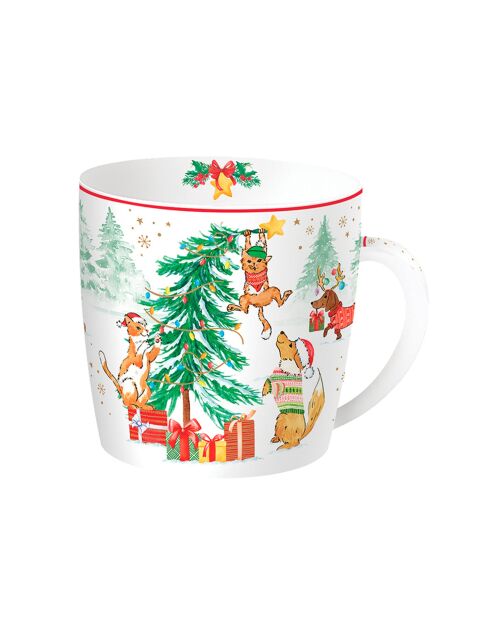 Juego de 2 tazas de porcelana Christmas Gang multicolores, 350 ml