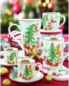 Set mit 2 mehrfarbigen Christmas Gang Porzellantassen — 350 ml