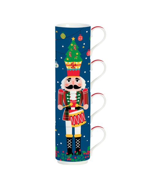 Set aus 4 stapelbaren Porzellantassen „Christmas Tambourine“ Christmas Friends mehrfarbig - 275 ml