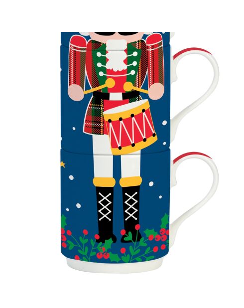 Set aus 4 stapelbaren Porzellantassen „Christmas Tambourine“ Christmas Friends mehrfarbig - 275 ml