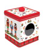 Caja metálica con ventana Cascanueces vintage multicolor - 13 x 13 x 14,5 cm