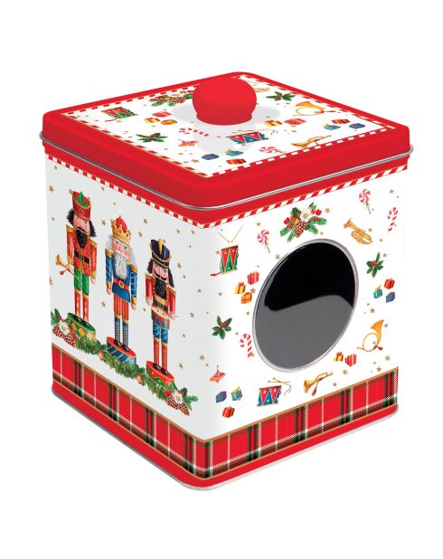 Caja metálica con ventana Cascanueces vintage multicolor - 13 x 13 x 14,5 cm