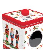 Caja metálica con ventana Cascanueces vintage multicolor - 13 x 13 x 14,5 cm