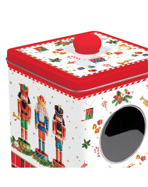 Caja metálica con ventana Cascanueces vintage multicolor - 13 x 13 x 14,5 cm