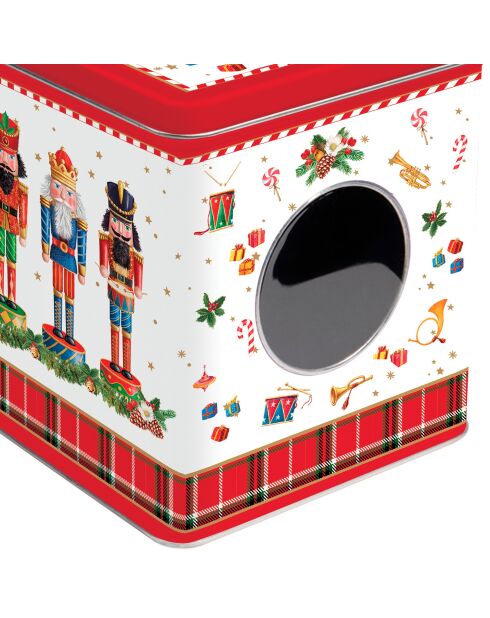 Caja metálica con ventana Cascanueces vintage multicolor - 13 x 13 x 14,5 cm