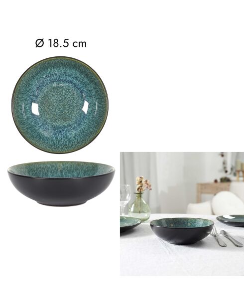 Lot de 6 assiettes à soupe Elia vertes/noires - D. 18,5 cm