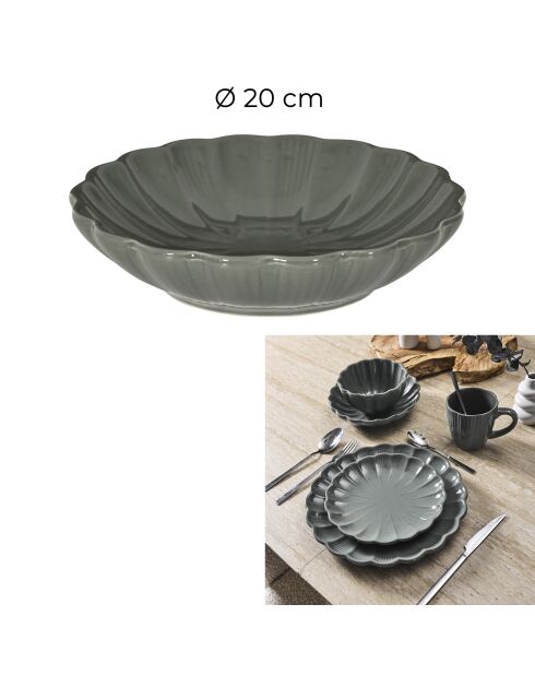 Lot de 6 assiettes creuses Calista grises - D. 20 cm