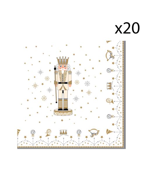 Set mit 20 mehrfarbigen Royal Nutcracker Papierservietten - 33 x 33 x 8 cm