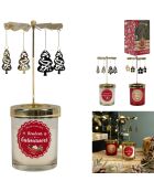 Set de 2 velas aromáticas con forma de carrusel navideño con jengibre multicolor, 6 x 7,5 x 6 cm