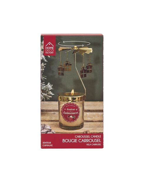 Set de 2 velas aromáticas con forma de carrusel navideño con jengibre multicolor, 6 x 7,5 x 6 cm