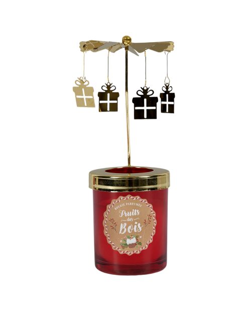 Set de 2 velas aromáticas con forma de carrusel navideño con jengibre multicolor, 6 x 7,5 x 6 cm