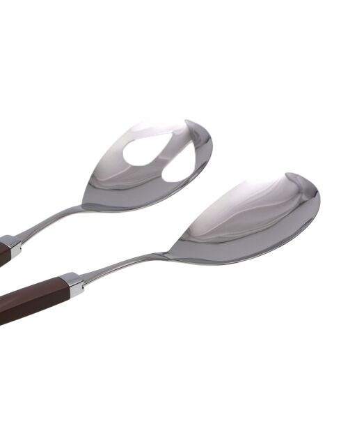 Lot de 2 services à salade en acier inoxydable Easy marron - 25 x 5 x 4 cm