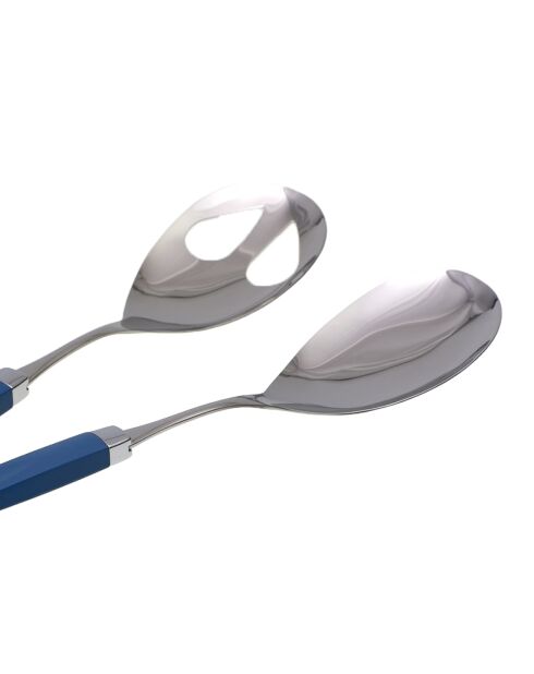Lot de 2 services à salade en acier inoxydable Easy bleu - 25 x 5 x 4 cm