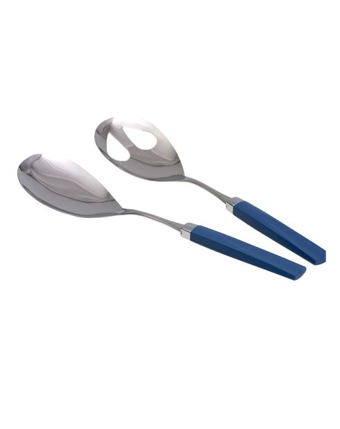 Lot de 2 services à salade en acier inoxydable Easy bleu - 25 x 5 x 4 cm