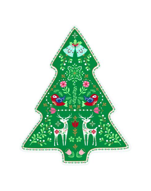 Piatto da portata in porcellana natalizia multicolore, 20,5 x 25,5 x 2,5 cm