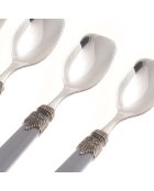 Juego de 6 cucharas de helado clásicas de acero inoxidable gris, 16,5 x 4,5 x 5 cm