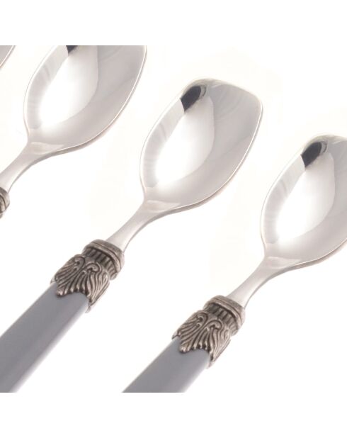 Juego de 6 cucharas de helado clásicas de acero inoxidable gris, 16,5 x 4,5 x 5 cm
