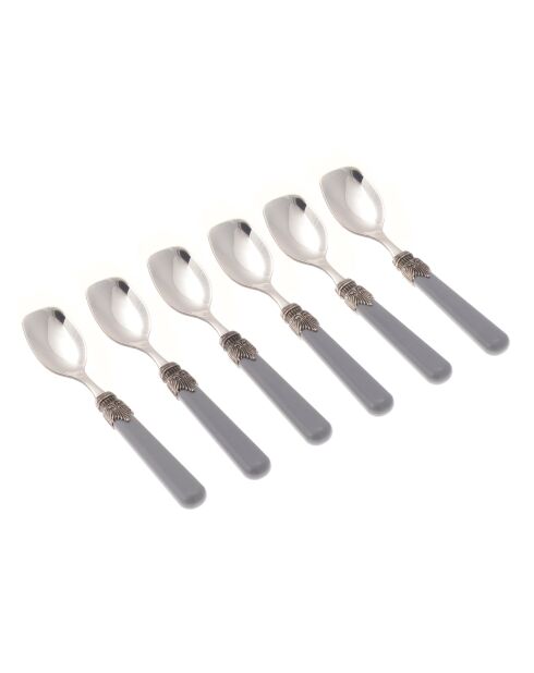 Juego de 6 cucharas de helado clásicas de acero inoxidable gris, 16,5 x 4,5 x 5 cm
