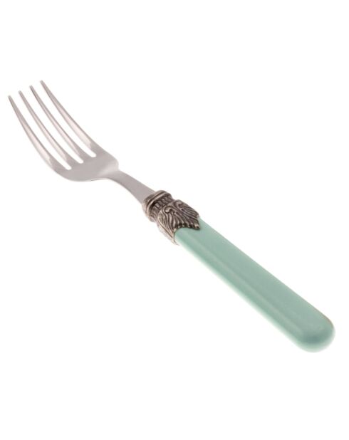 Juego de 6 tenedores de mesa clásicos de acero inoxidable de color verde agua, 26 x 5,8 x 7 cm