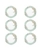 Lot de 6 assiettes plates en porcelaine Zen Garden Green multicolores - 26 x 26 x 1,5 cm