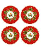 Lot de 4 assiettes à dessert en porcelaine Christmas Berries multicolores - 19 x 19 x 1,5 cm