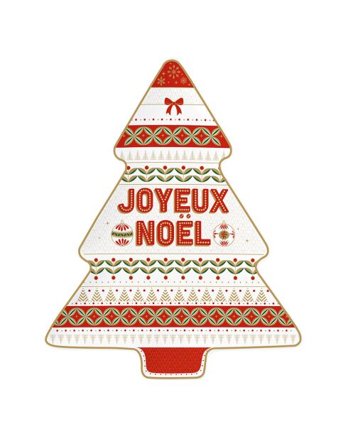 Plato de porcelana multicolor con forma de árbol de Navidad Enjoy Your Christmas, 20,5 x 25,5 x 2,5 cm