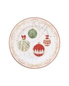 Juego de 6 platos de porcelana multicolor para aperitivos o postres de Nochebuena, 19 x 19 x 1,5 cm