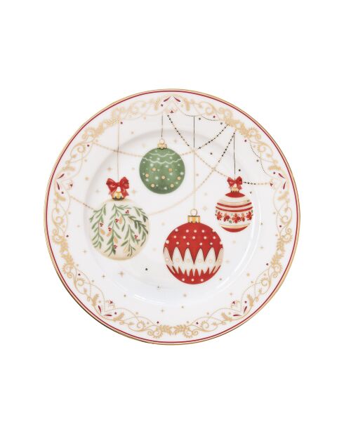 Juego de 6 platos de porcelana multicolor para aperitivos o postres de Nochebuena, 19 x 19 x 1,5 cm