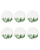 Lot de 6 assiettes plates en porcelaine Festive Tree multicolores - 27 x 27 x 2 cm