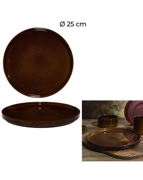 Set de 6 platos Ysia marrones - D. 25 cm