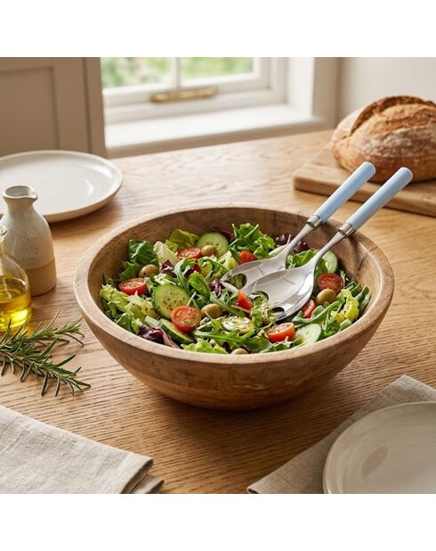Lot de 2 services à salade en acier inoxydable Simple bleu - 25 x 5 x 4 cm