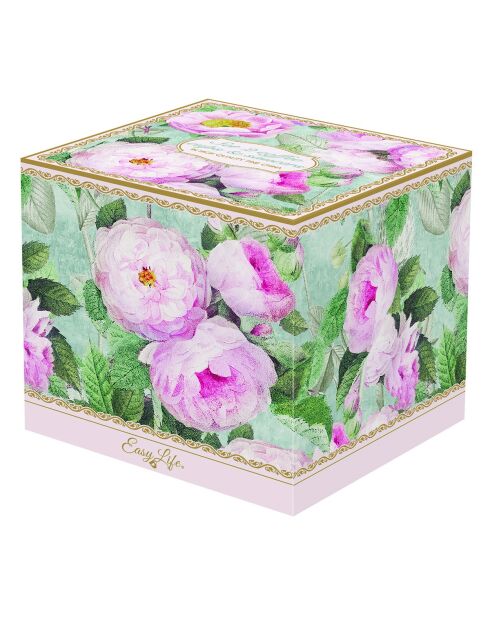 Juego de 2 tazas de café de porcelana multicolores con platillos de Roses In Bloom, 11 x 11 x 10 cm