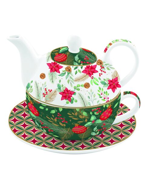 Juego de té de porcelana multicolor Christmas Joy, 350 ml
