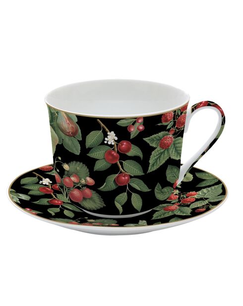 Orchard Frühstückstasse und Untertasse aus mehrfarbigem Porzellan, 400 ml