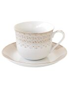 Festliche Frühstückstasse und Untertasse aus mehrfarbigem Porzellan — 370 ml
