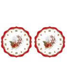 Set van 2 veelkleurige nostalgische kerstplacemats - 34,5 x 34,5 cm
